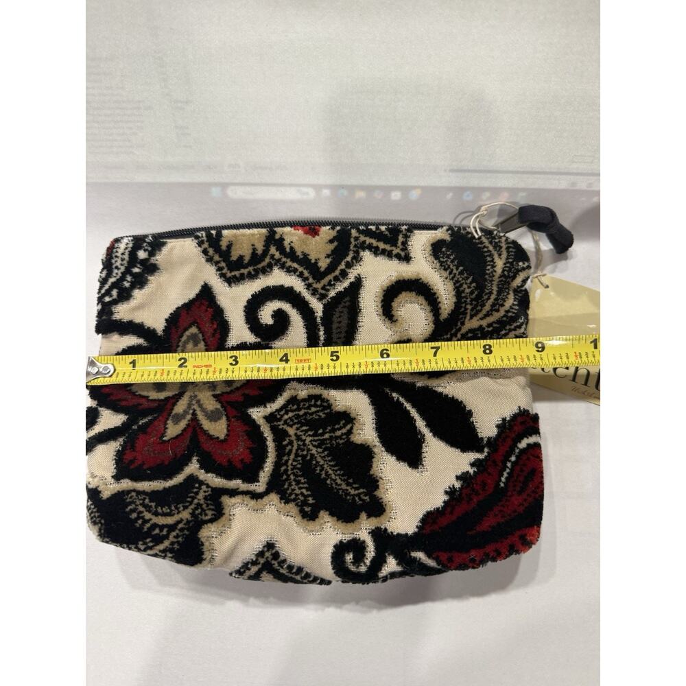 Atenti Paisley Bean Accessories Zippered Pouch Red Black Floral Zebra Pattern - Picture 2 of 4
